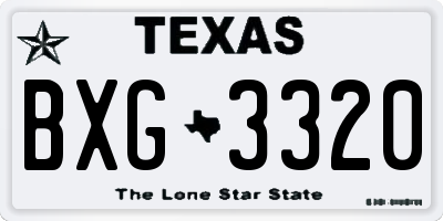 TX license plate BXG3320