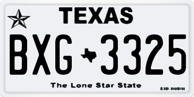 TX license plate BXG3325