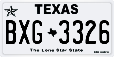 TX license plate BXG3326