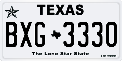 TX license plate BXG3330