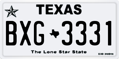 TX license plate BXG3331