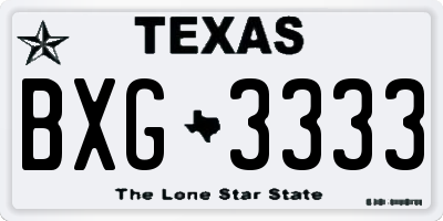 TX license plate BXG3333