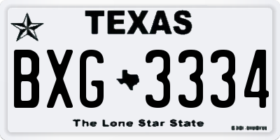 TX license plate BXG3334