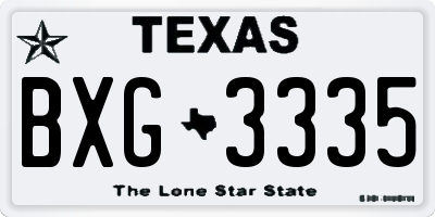 TX license plate BXG3335