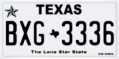 TX license plate BXG3336