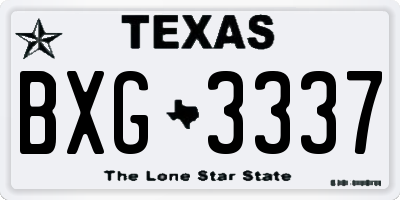 TX license plate BXG3337