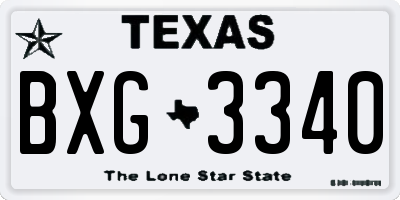 TX license plate BXG3340
