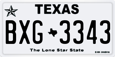 TX license plate BXG3343
