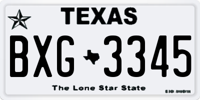 TX license plate BXG3345