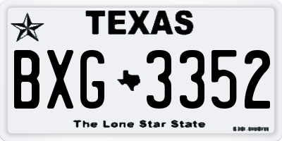 TX license plate BXG3352