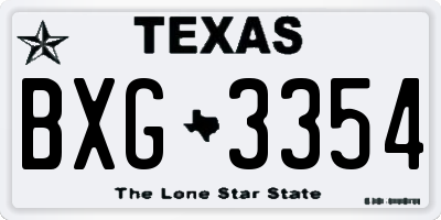 TX license plate BXG3354