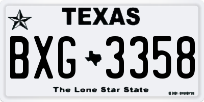 TX license plate BXG3358