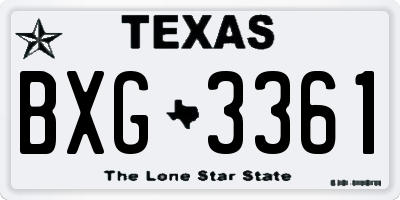 TX license plate BXG3361