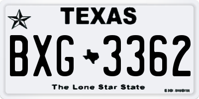 TX license plate BXG3362