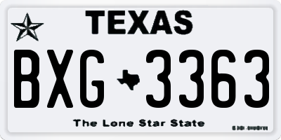 TX license plate BXG3363