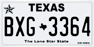 TX license plate BXG3364