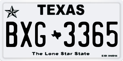 TX license plate BXG3365