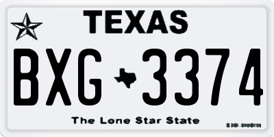 TX license plate BXG3374