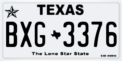TX license plate BXG3376