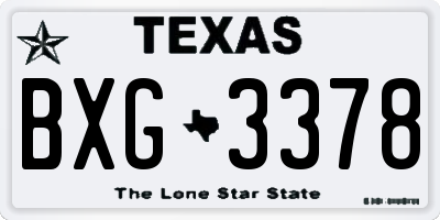 TX license plate BXG3378