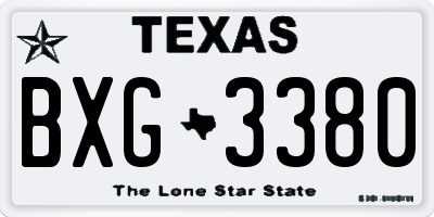 TX license plate BXG3380