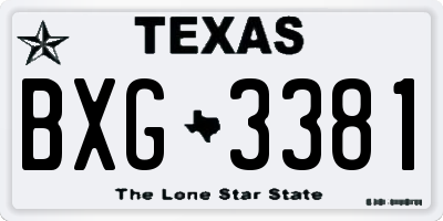 TX license plate BXG3381