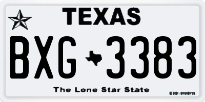 TX license plate BXG3383
