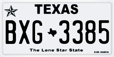 TX license plate BXG3385