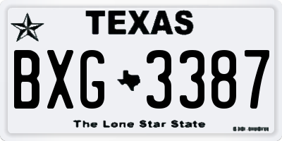 TX license plate BXG3387