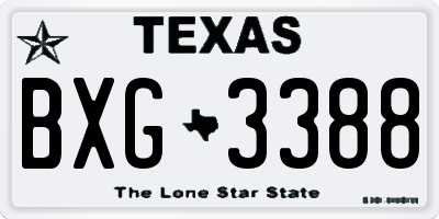 TX license plate BXG3388