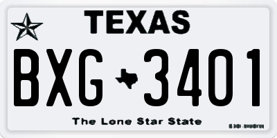 TX license plate BXG3401