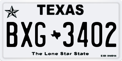 TX license plate BXG3402