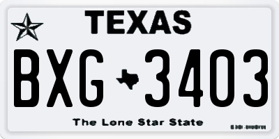 TX license plate BXG3403