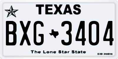 TX license plate BXG3404