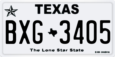 TX license plate BXG3405