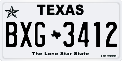 TX license plate BXG3412