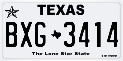 TX license plate BXG3414