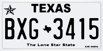 TX license plate BXG3415