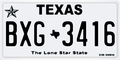 TX license plate BXG3416