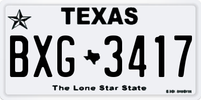TX license plate BXG3417