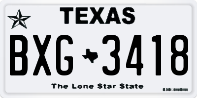 TX license plate BXG3418