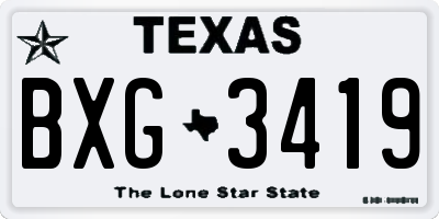 TX license plate BXG3419