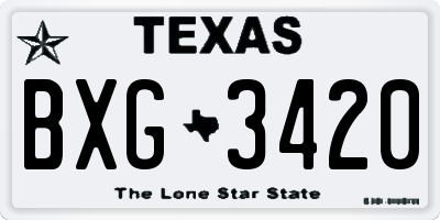 TX license plate BXG3420