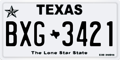 TX license plate BXG3421
