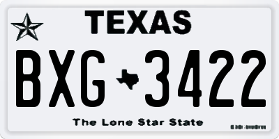 TX license plate BXG3422