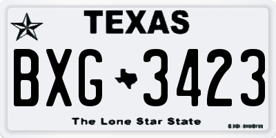 TX license plate BXG3423