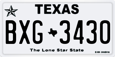 TX license plate BXG3430