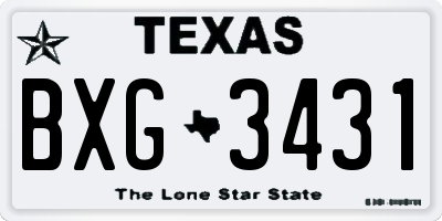 TX license plate BXG3431