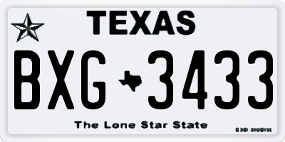 TX license plate BXG3433