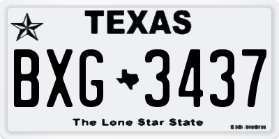 TX license plate BXG3437